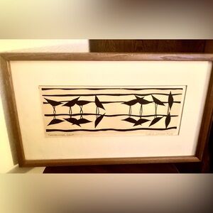 Vintage “Sanderlings,Dawn” woodblock by Sabra Johnson Field!